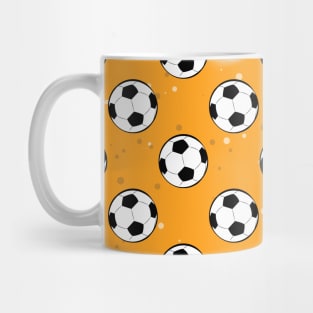 Football / Soccer Balls - Seamless Pattern on Orange Background Mug